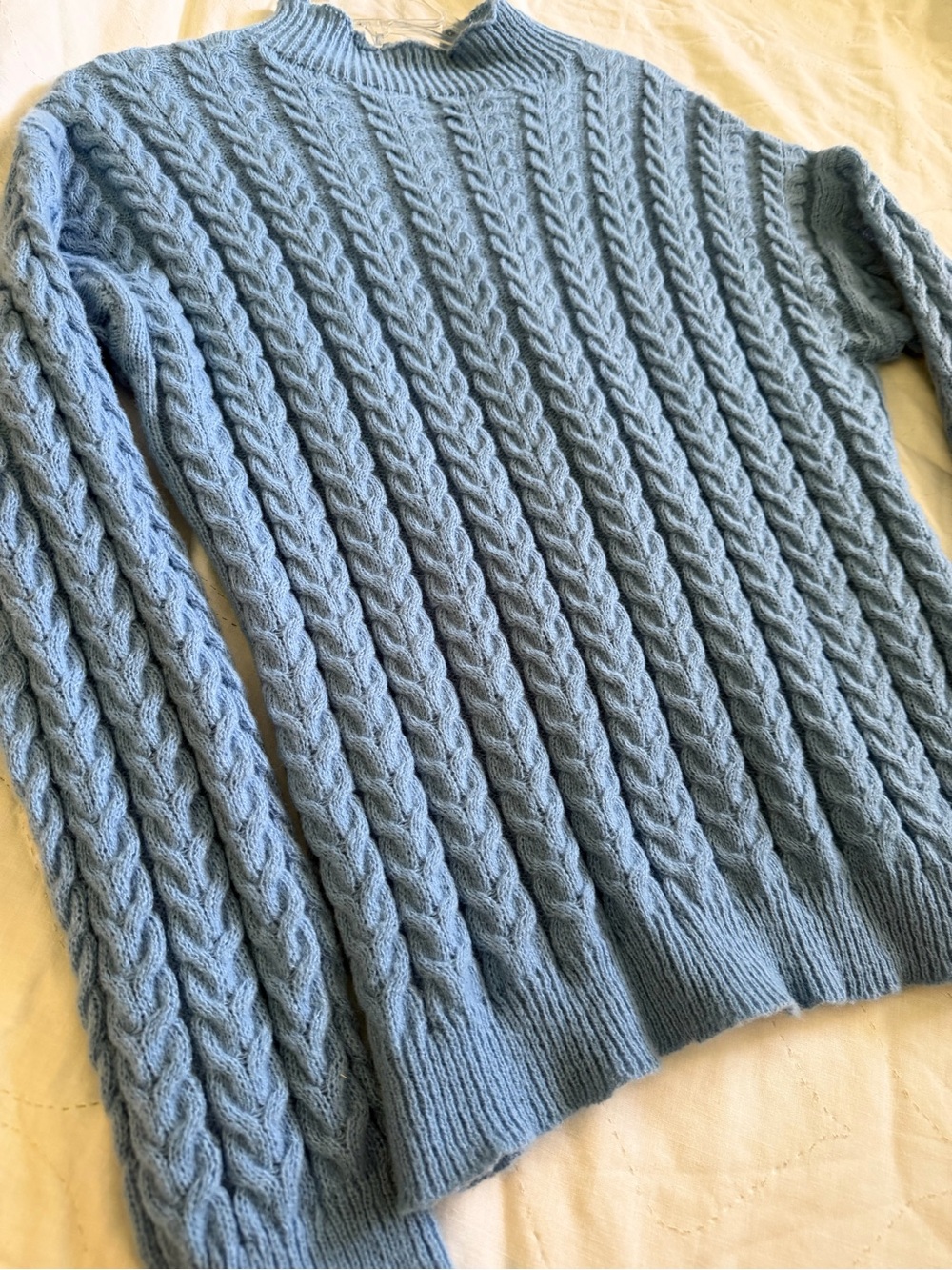 SHEIN Light Blue Cable Knit Turtleneck Sweater Set with Shorts